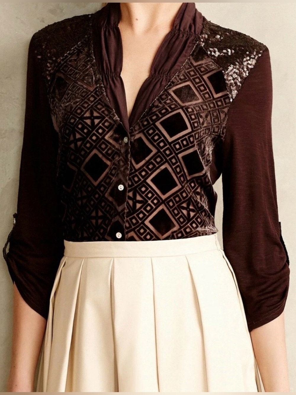 Tiny Leighton Velvet Buttondown Blouse Size XL - Picture 3 of 12